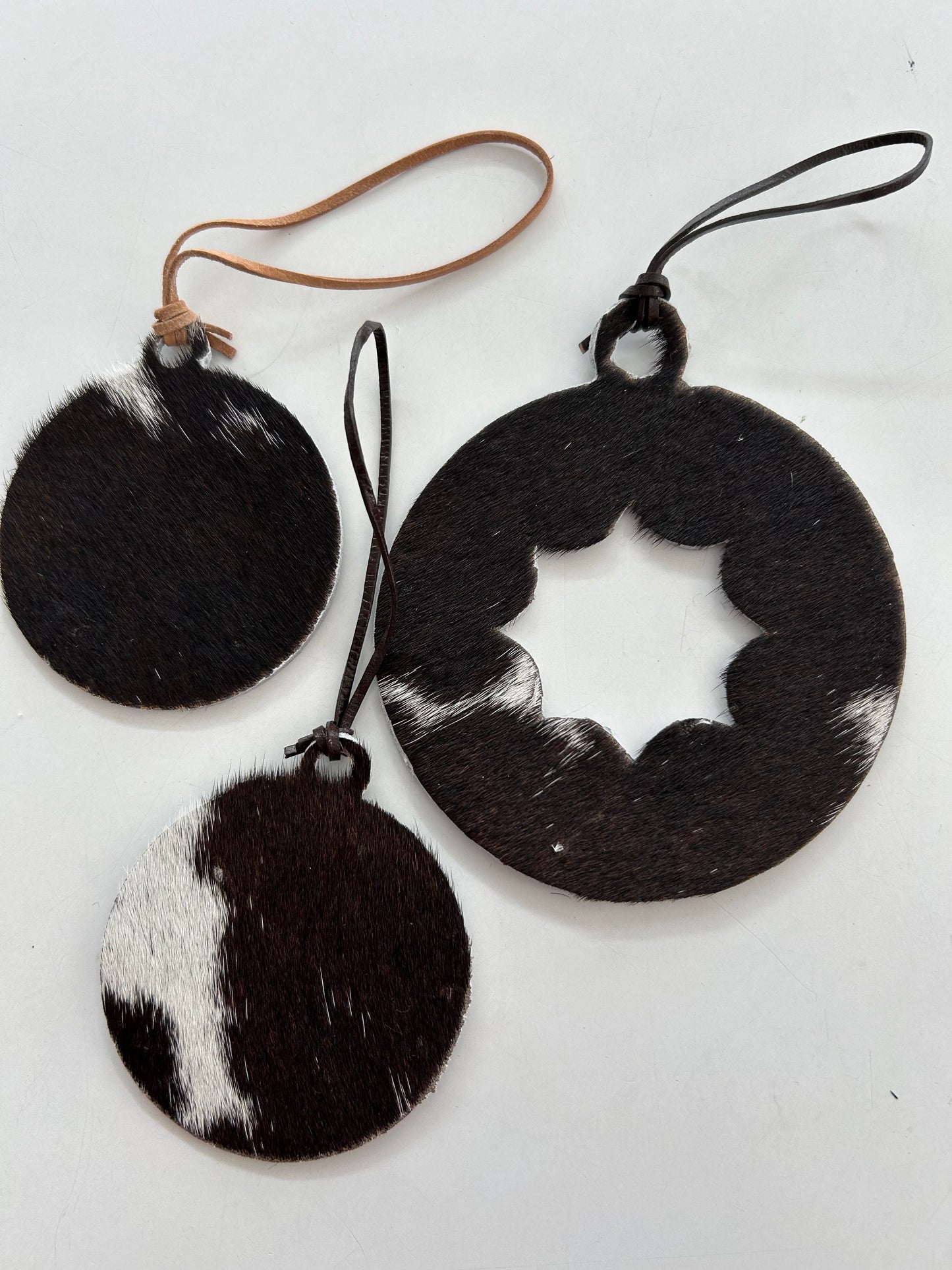 Cowhide Christmas Ornaments