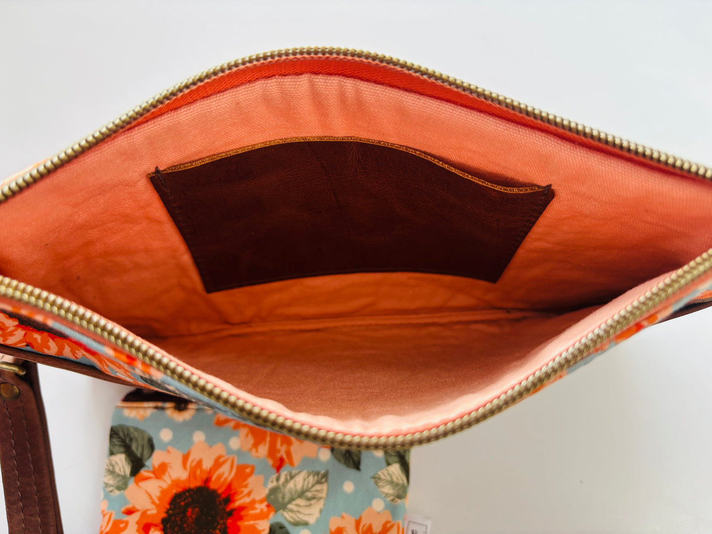 Orange Sunflower Wristlet Clutch & Coin Purse Set