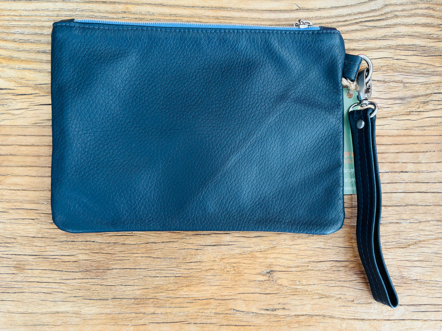 Watercolour Fabric & Black/Pink Two Tone Leather Wristlet Clutch