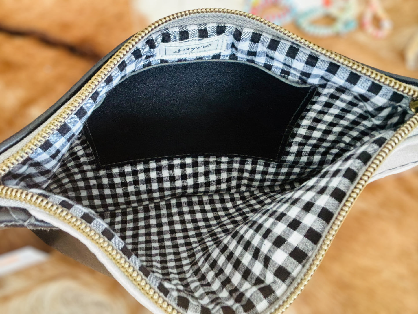 Cowhide & Tri Tone Wristlet Clutch