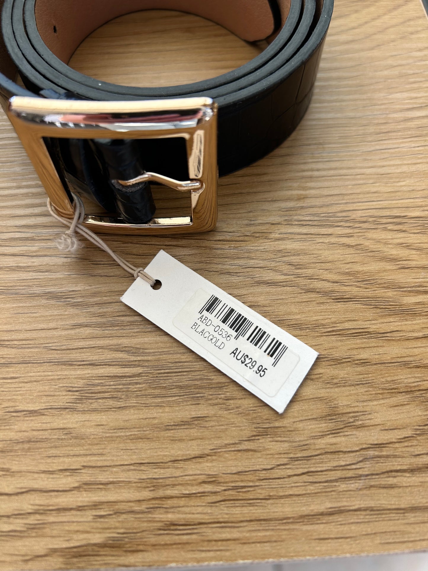 Adorne Black Belt with Gold Buckle