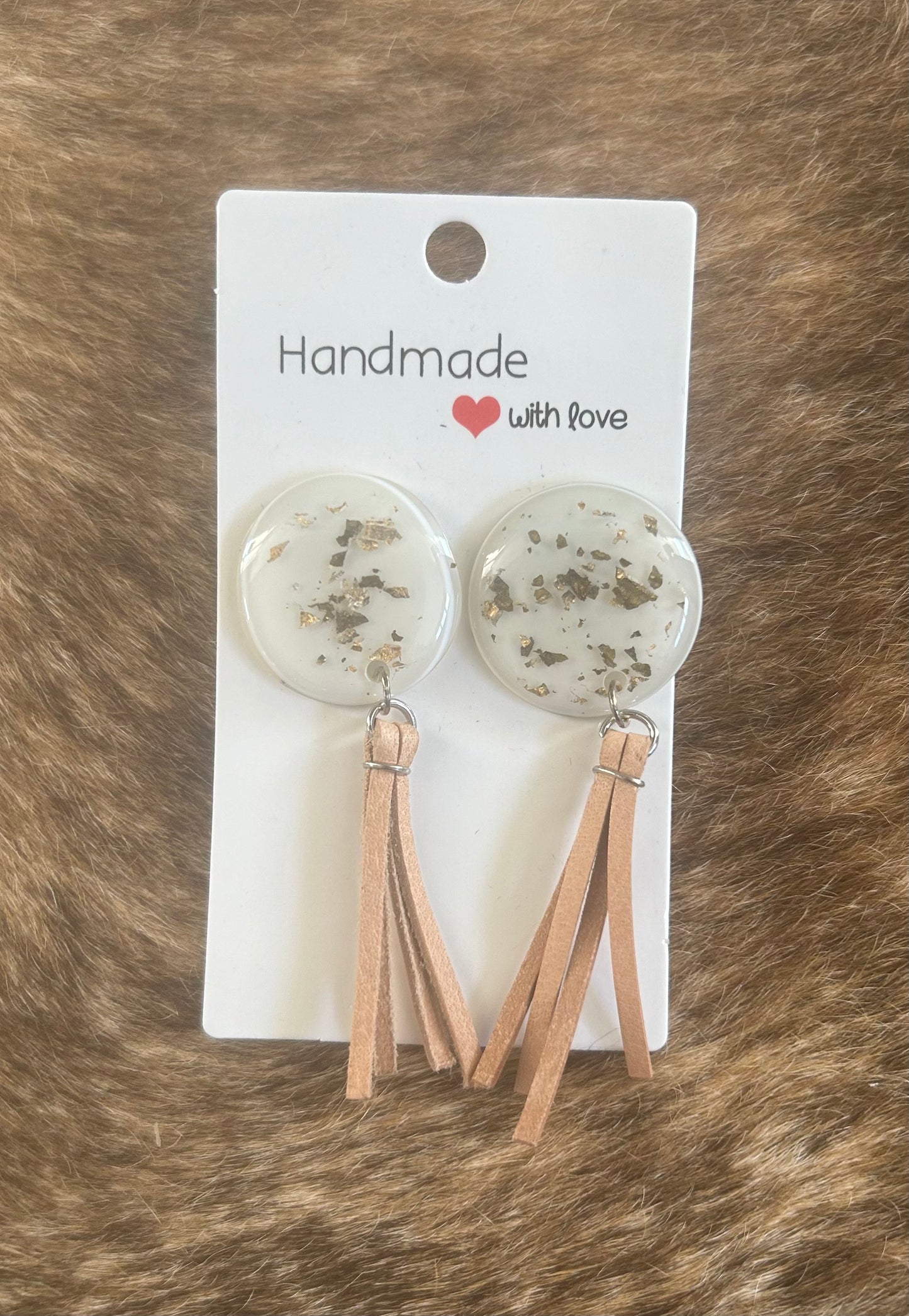 Gold Glitter & Leather Earrings