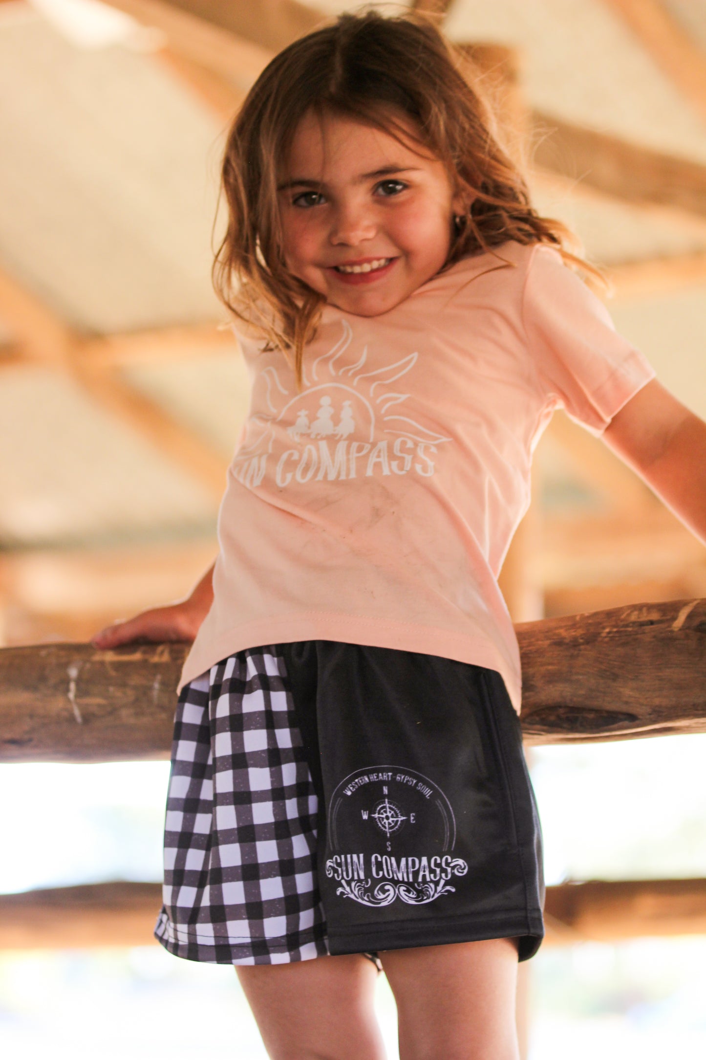 Sun Compass Kids Gingham Rugby Shorts