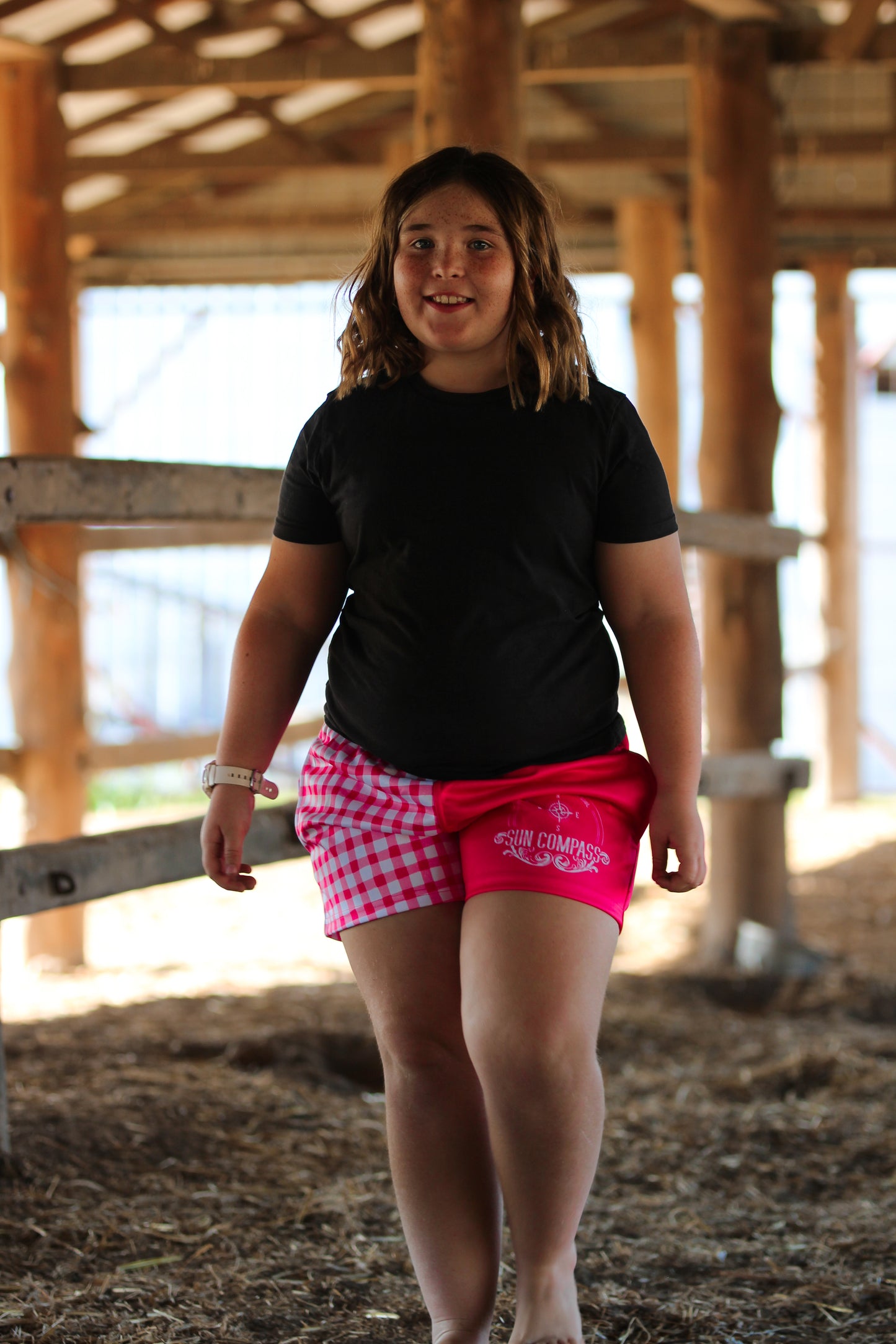Sun Compass Kids Gingham Rugby Shorts