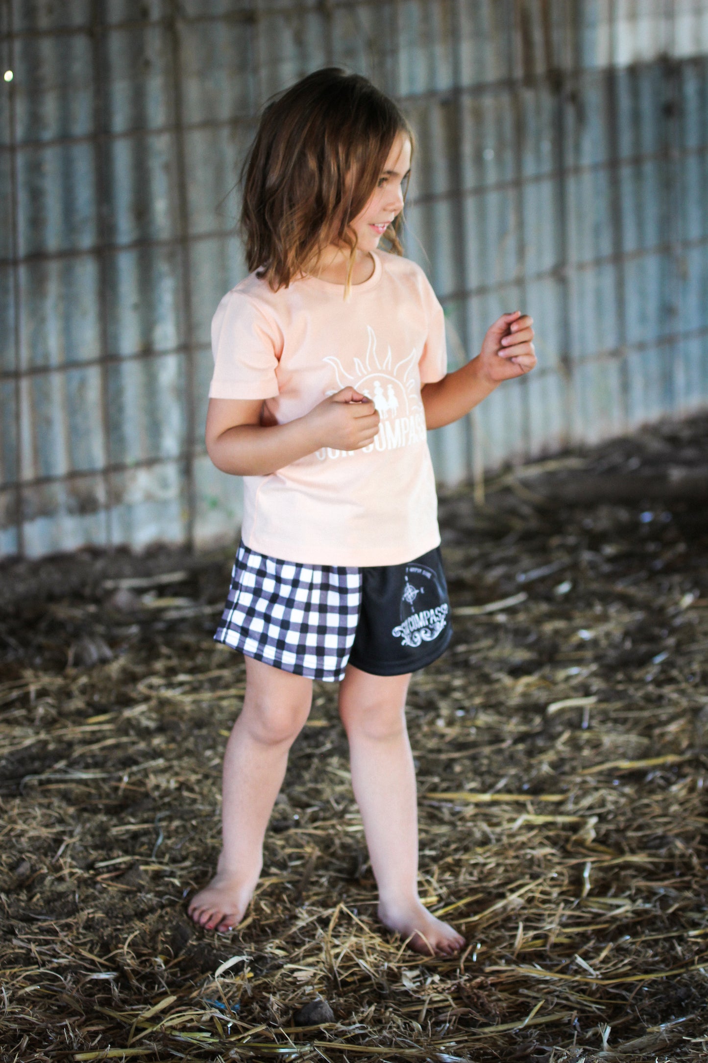 Sun Compass Kids Gingham Rugby Shorts