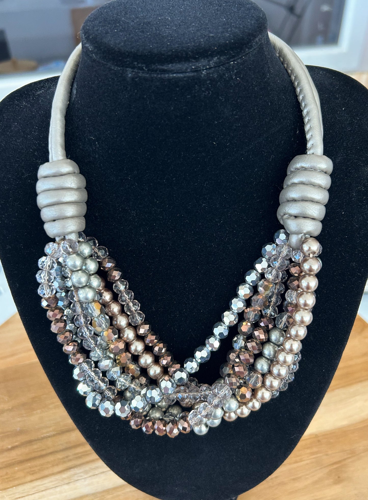 Adorne Silver Beaded Multi-Strand necklace