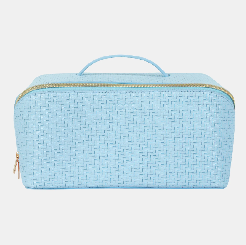 Large Beauty Bag - Herringbone Bluebell