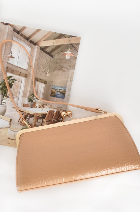 Adele Framed Bowler Bag - Camel/Gold