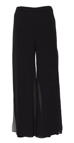 JOSHUA JAMES Stretch jersey pants with chiffon overlay BLACK