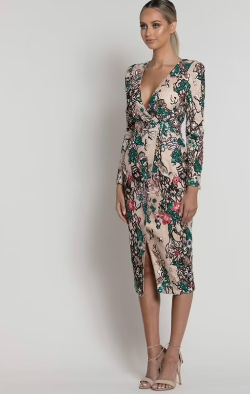 BARIANO KALI WRAP MULTI-LACE MIDI SIZE 10