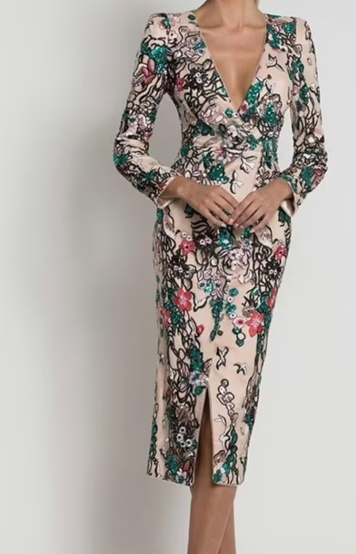 BARIANO KALI WRAP MULTI-LACE MIDI SIZE 10