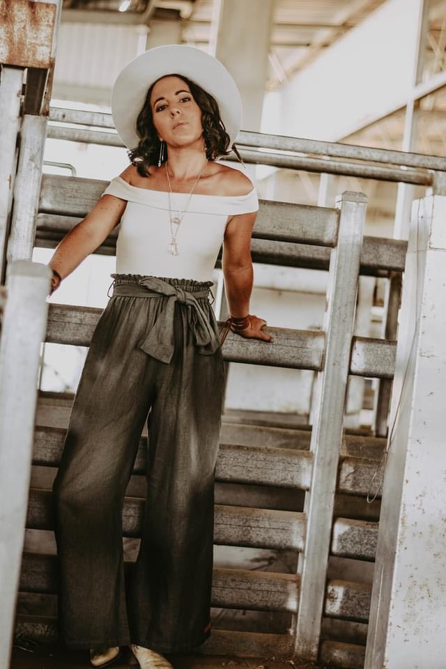 Khaki Linen Palazzo Pants
