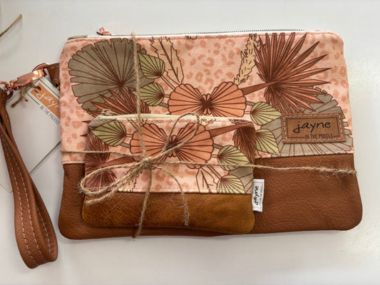 Boho Florals Wristlet Clutch & Coin Purse Set