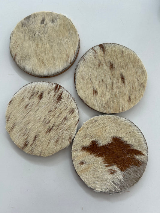 COWHIDE COASTERS 4pk