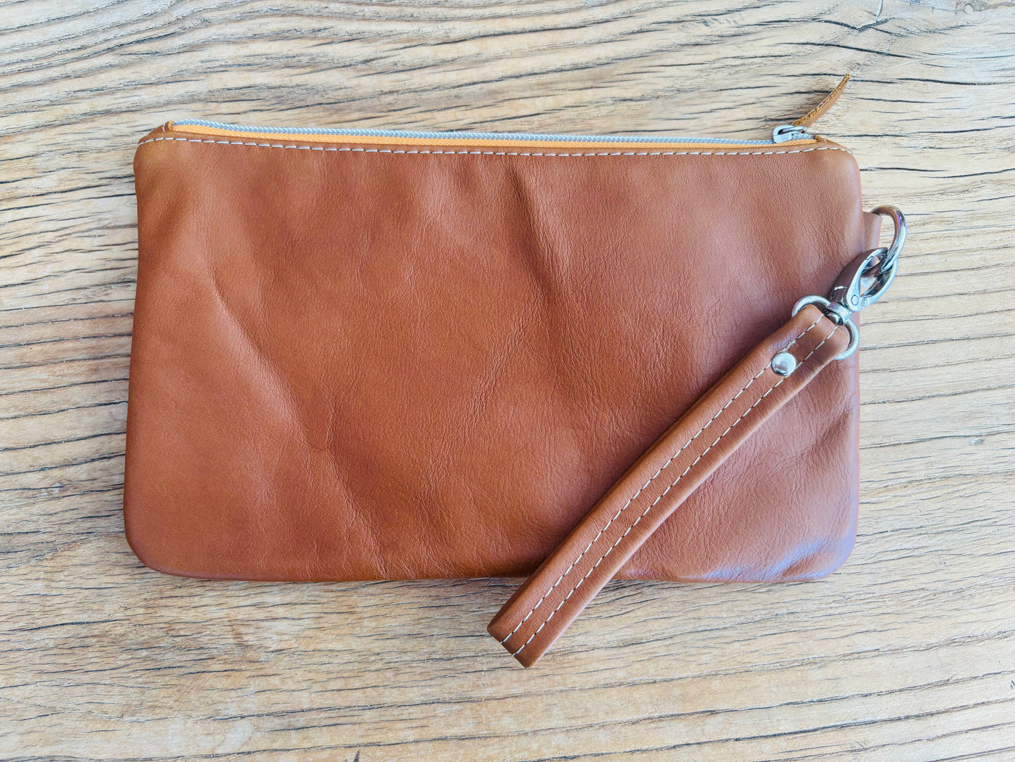 Florals Leather & Fabric Duo Zipper Wristlet Clutch