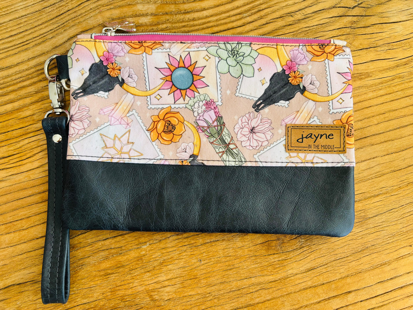 Gypsy Fabric & Leather Wristlet Clutch
