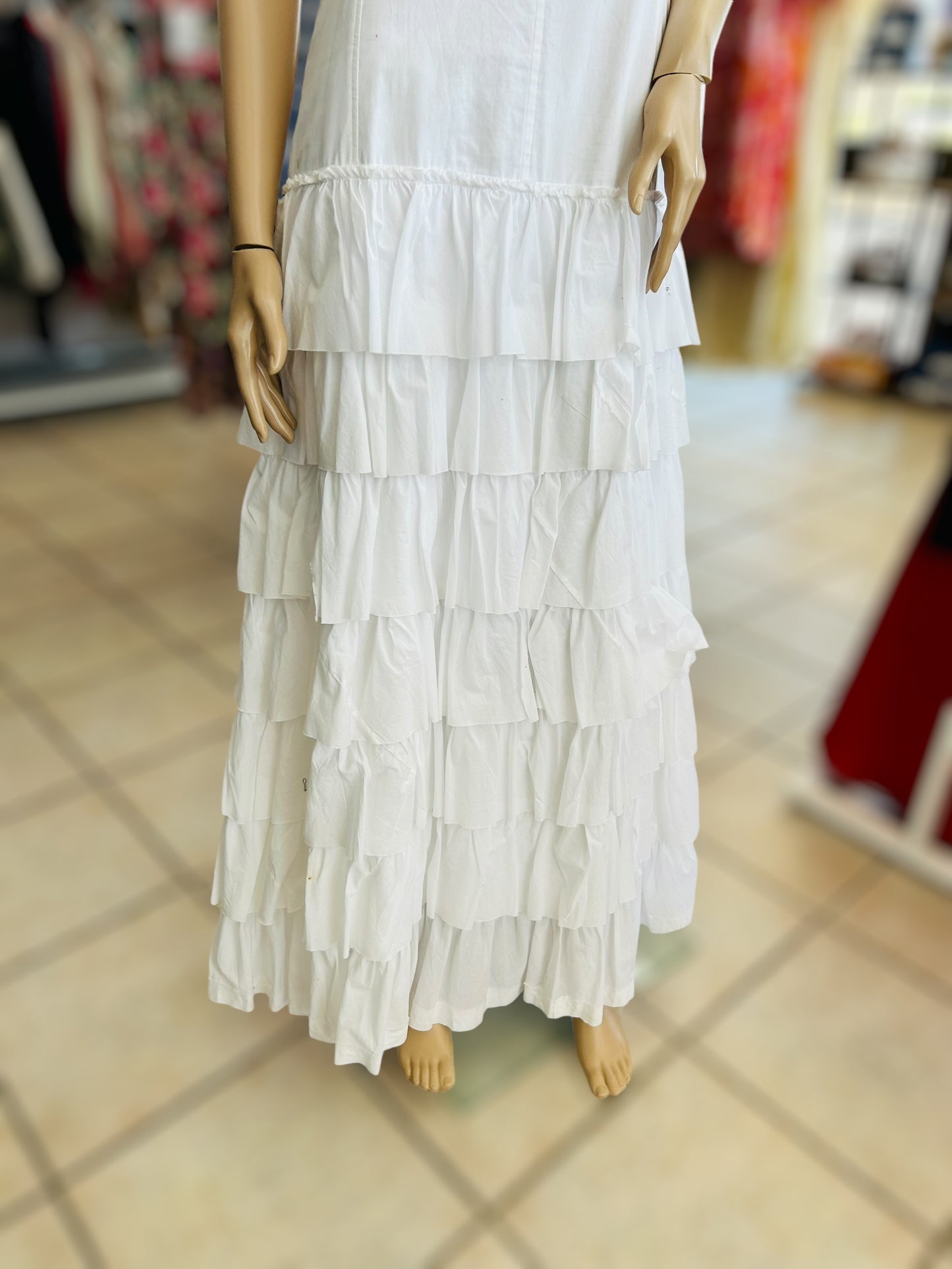 ROSELLE Diamond In The Ruffle Maxi Dress White Size 16