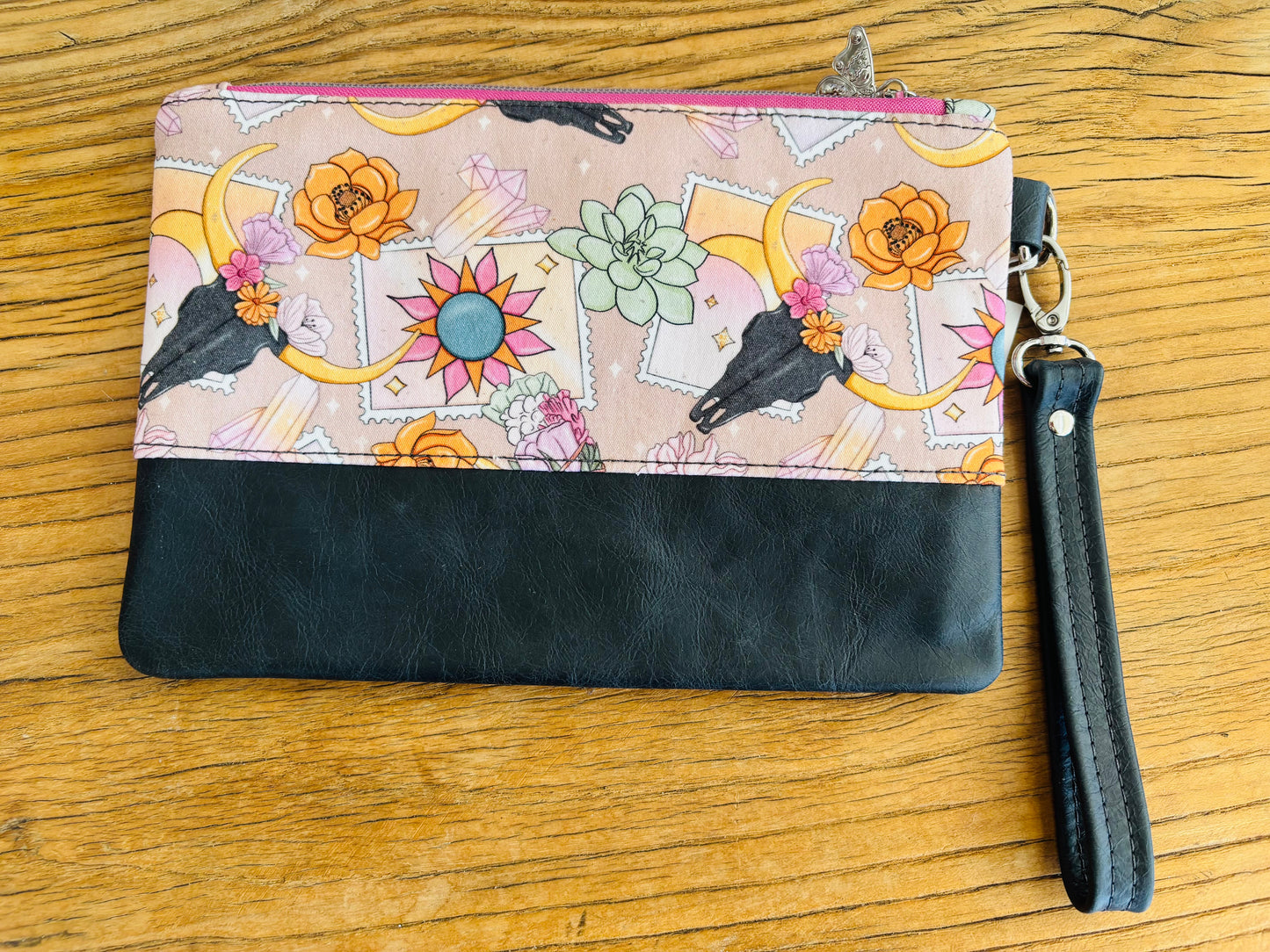 Gypsy Fabric & Leather Wristlet Clutch