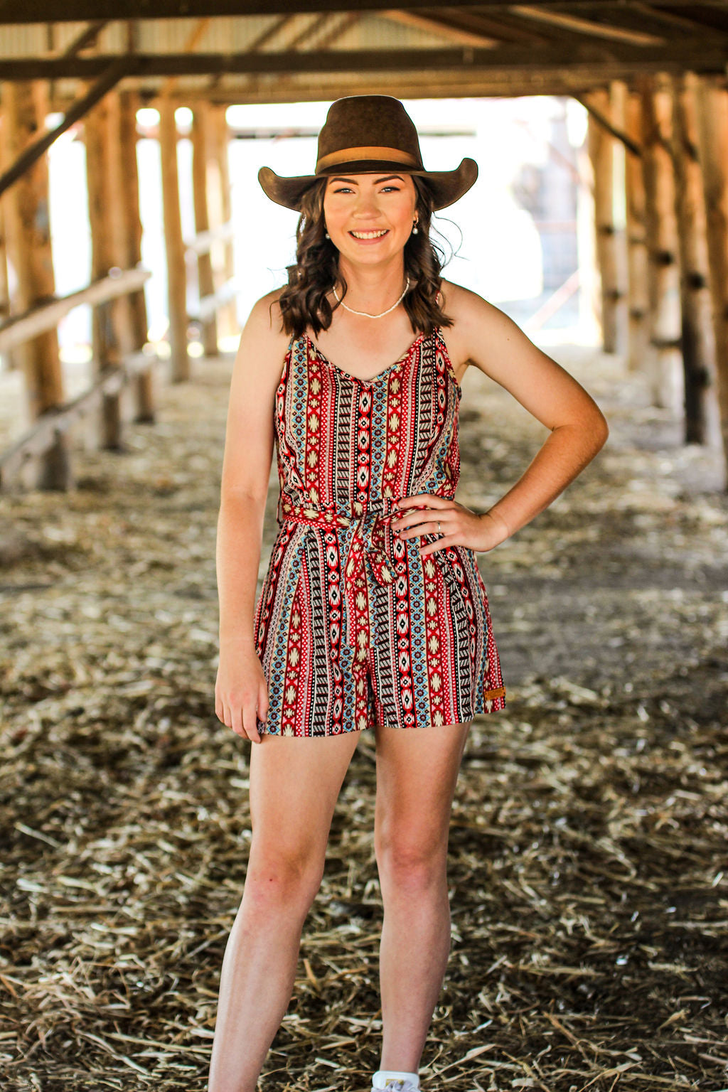 Red Aztec Playsuit