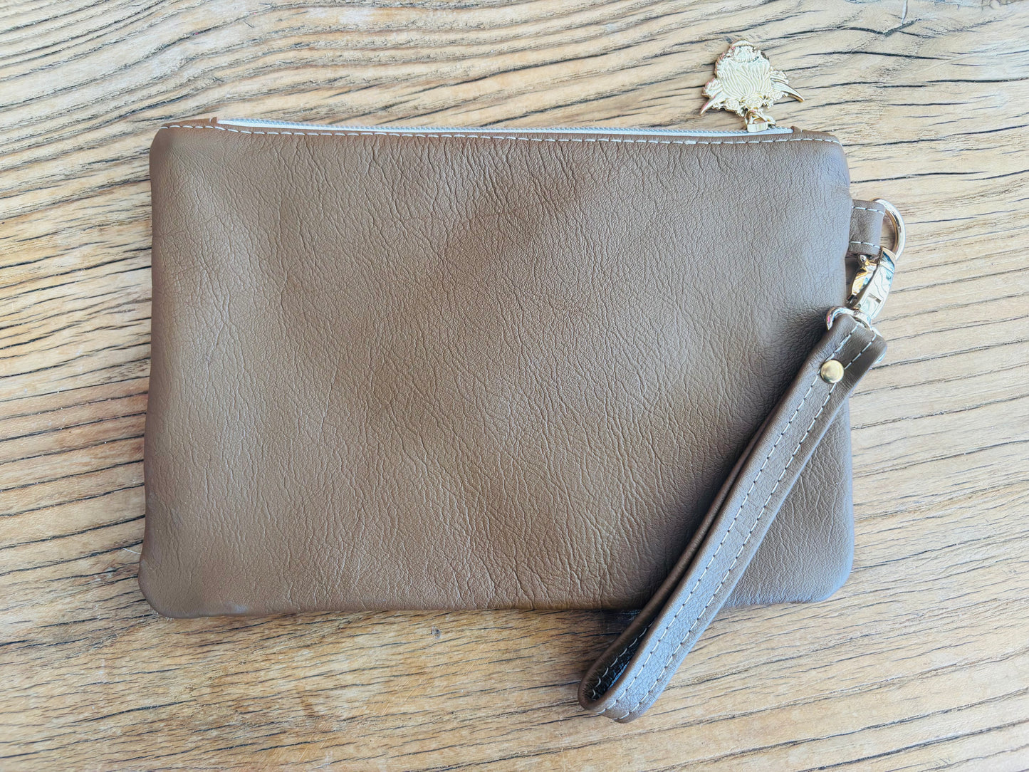 Gold Speckle Cowhide & Tri Tone Leather Wristlet Clutch