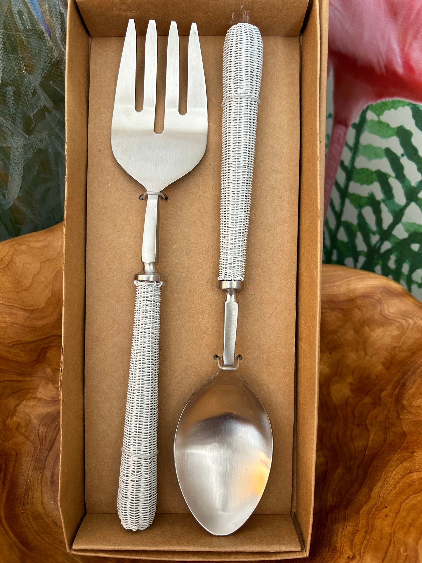 Whitewash Salad Servers 2pc