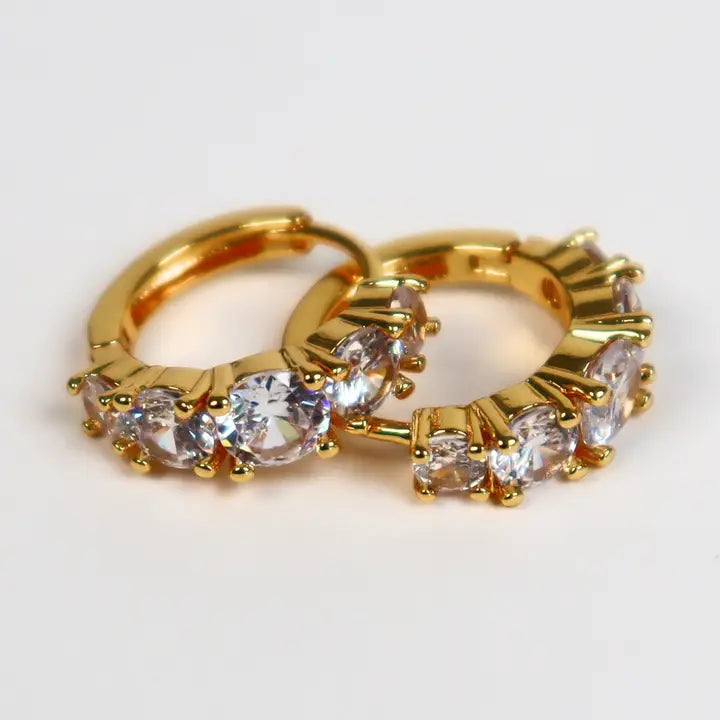 Birch Crystal Huggie Earrings
