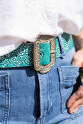 Desert Rose Turquoise Leather Belt