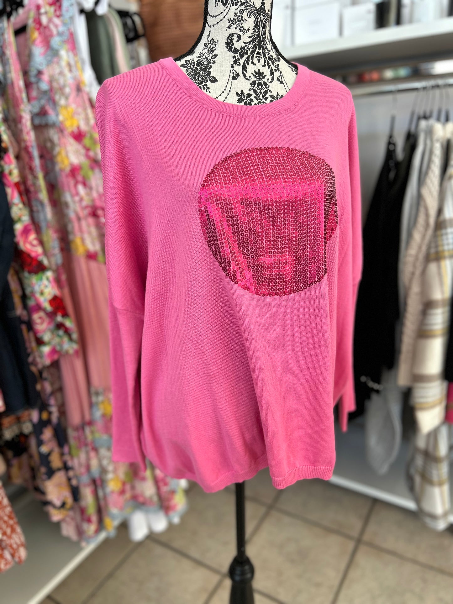 Label of Love Pink Sequin Sweater S/M