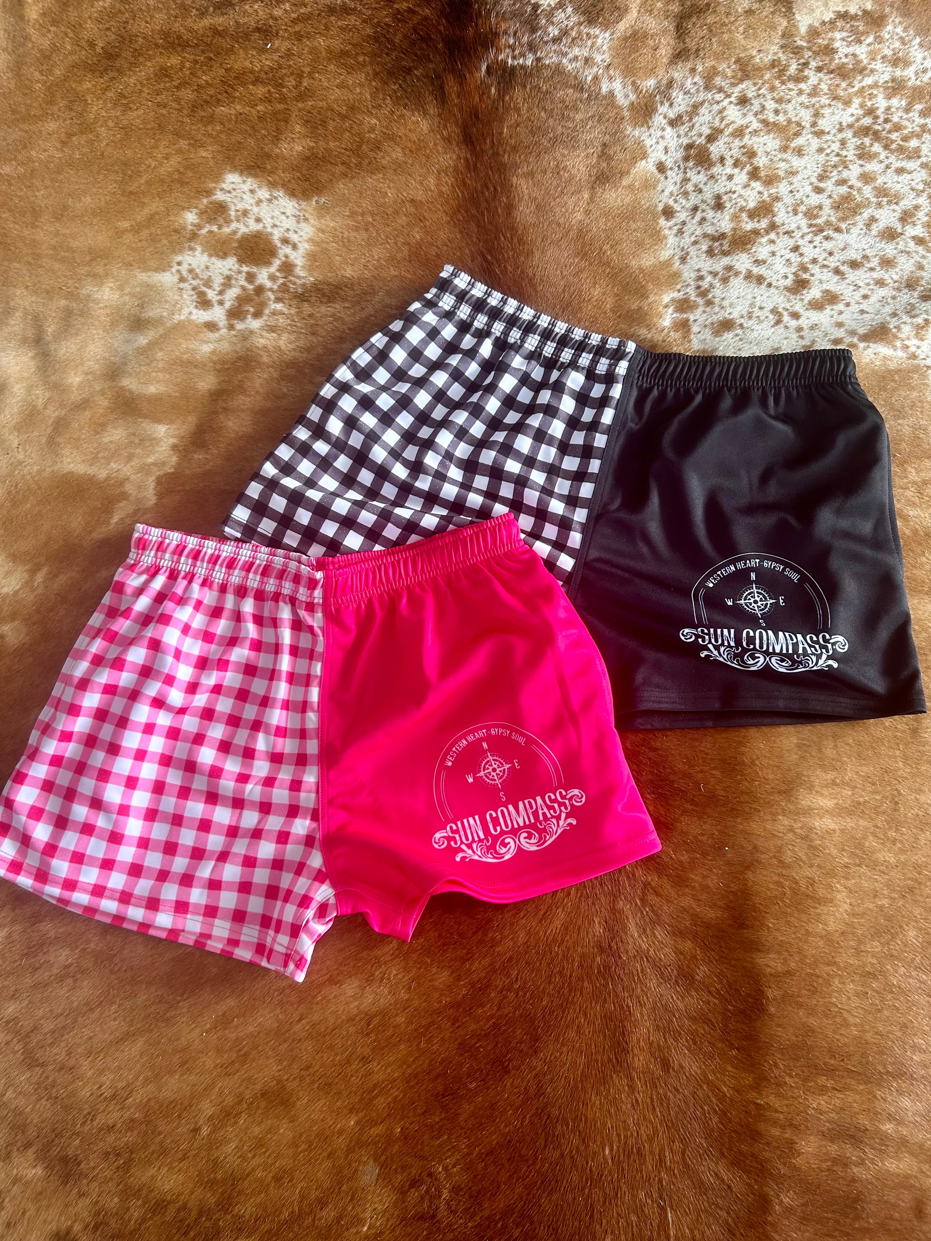 Neon Pink and black gingham shorts footy 