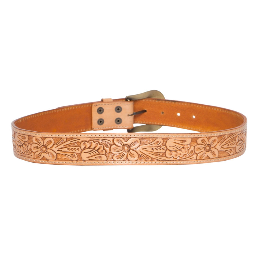 Flora Tooled Leather Belt