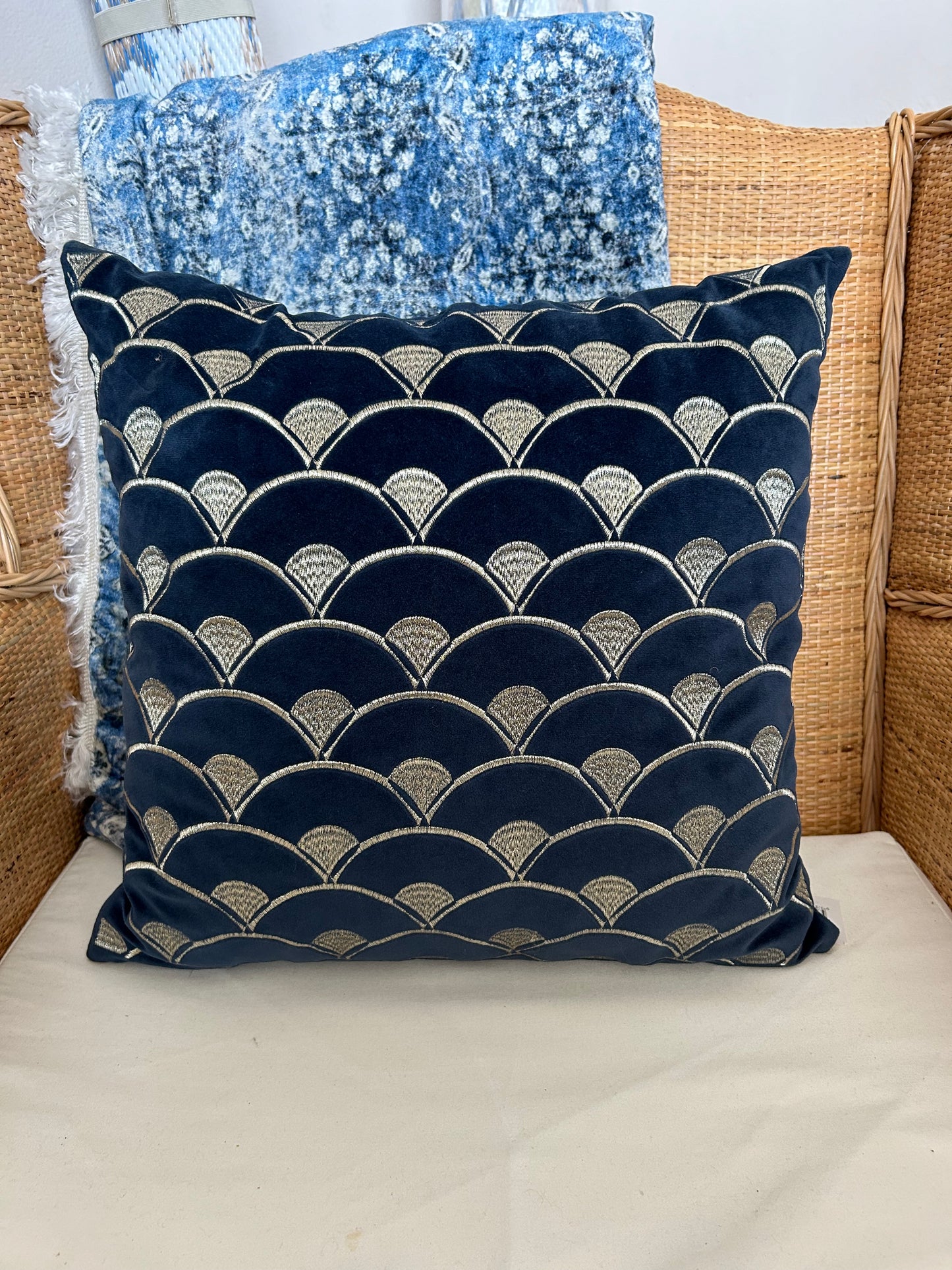 Navy and Gold Scale Cushion