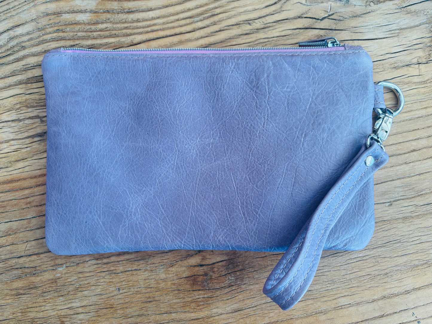Rainbow Gingham Leather & Fabric Duo Zipper Wristlet Clutch