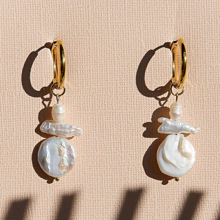 Freshwater Pearl Huggies Earrings
