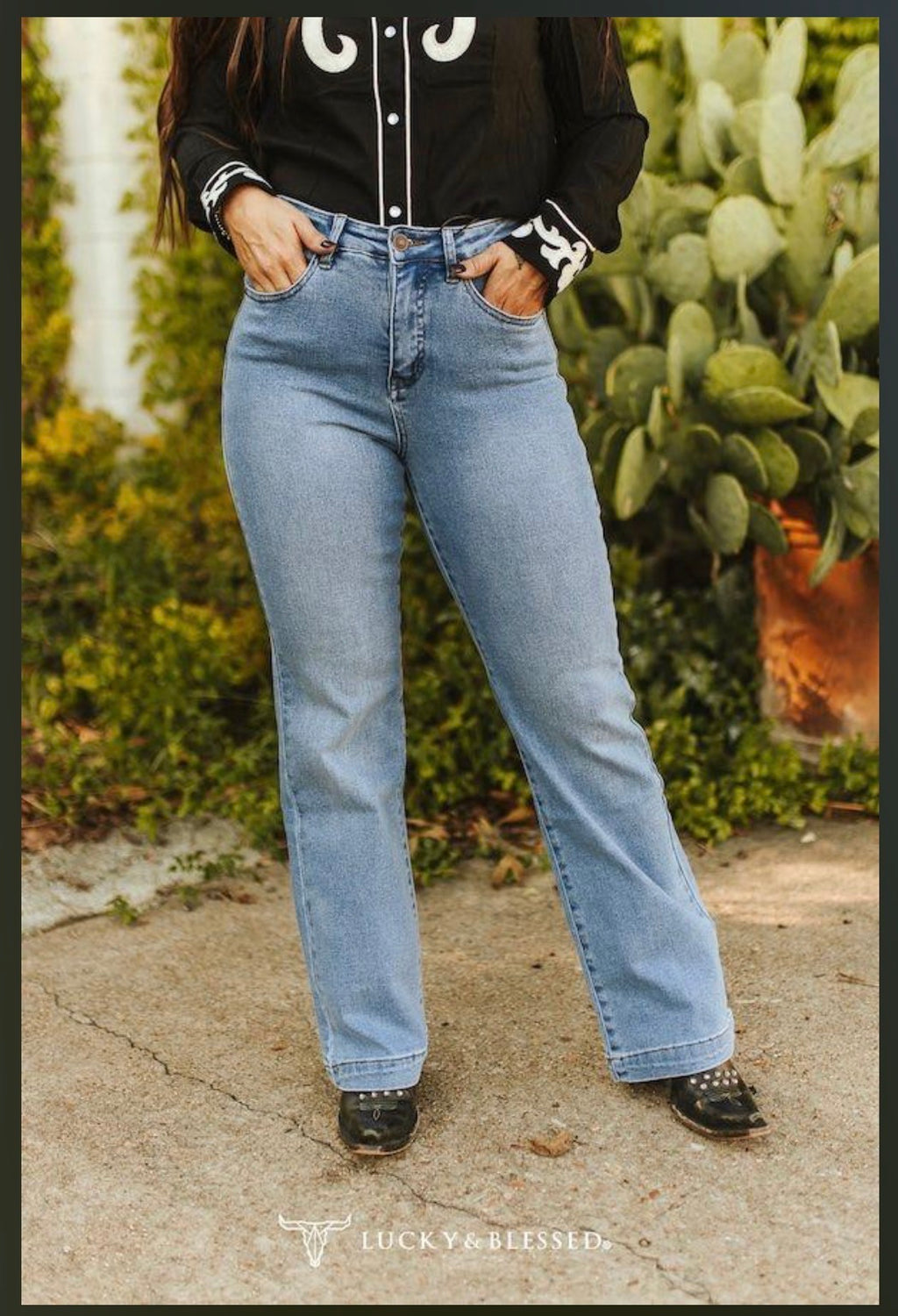 Lucky & Blessed Women’s Jeans (Light Stone Wash)