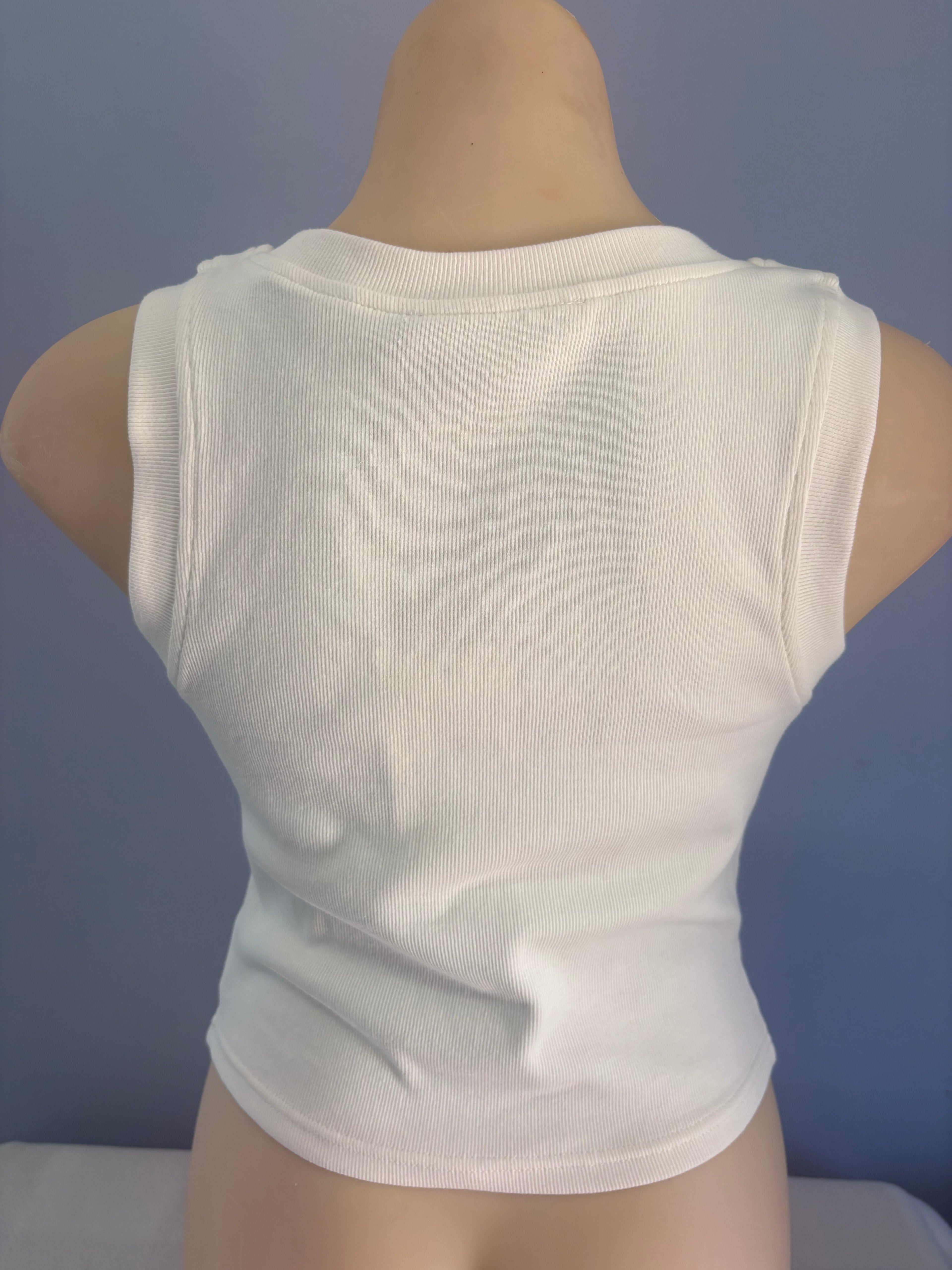 Sun Compass Crop Singlet - White