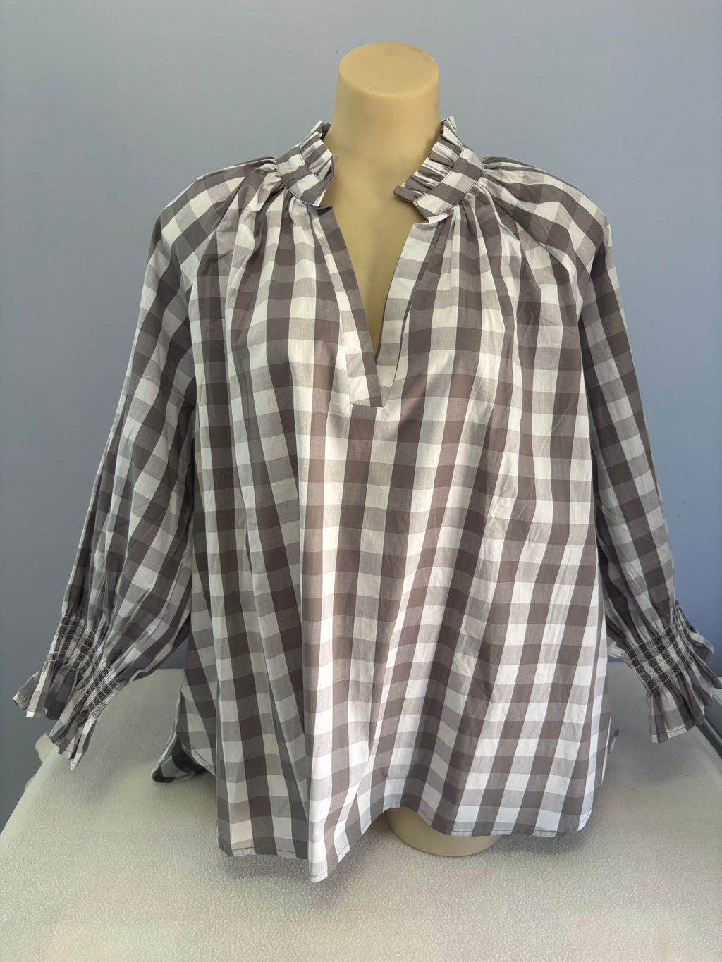 Storm Blouse - Grey Gingham
