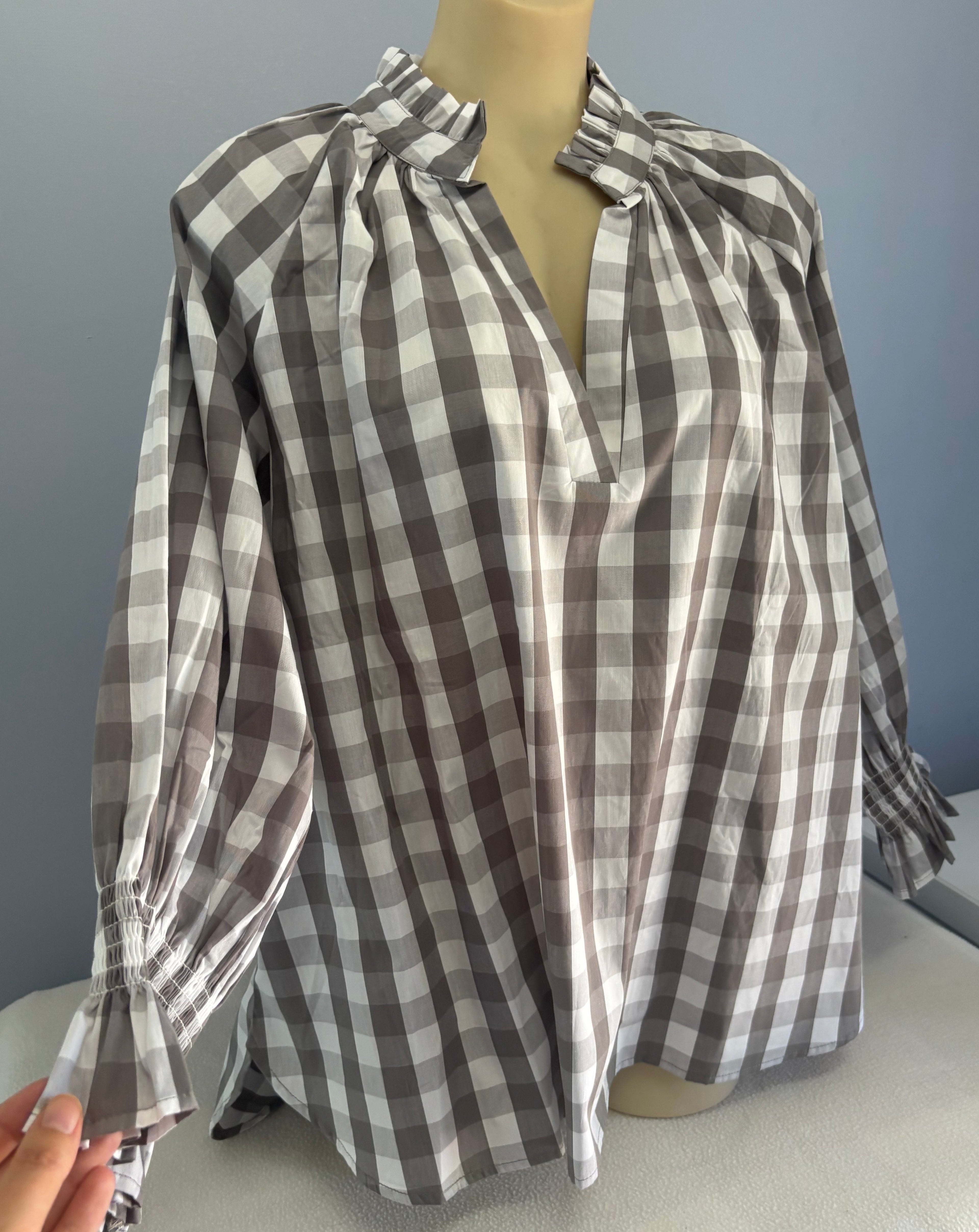 Storm Blouse - Grey Gingham