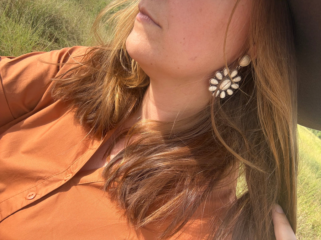 White Buffalo Earrings - Drop