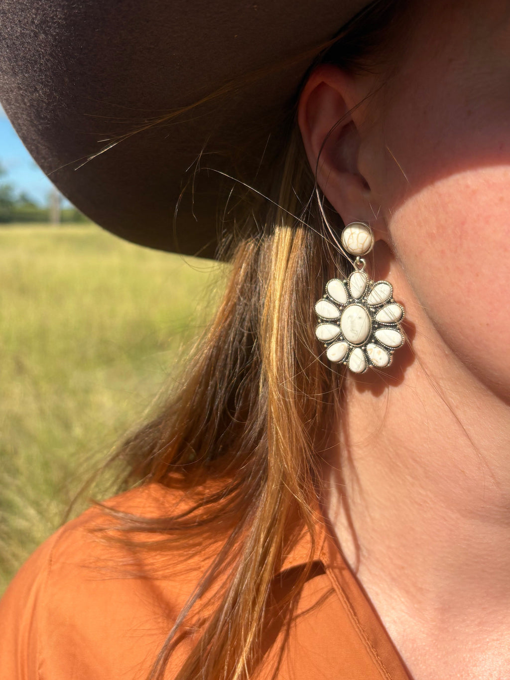 White Buffalo Earrings - Drop