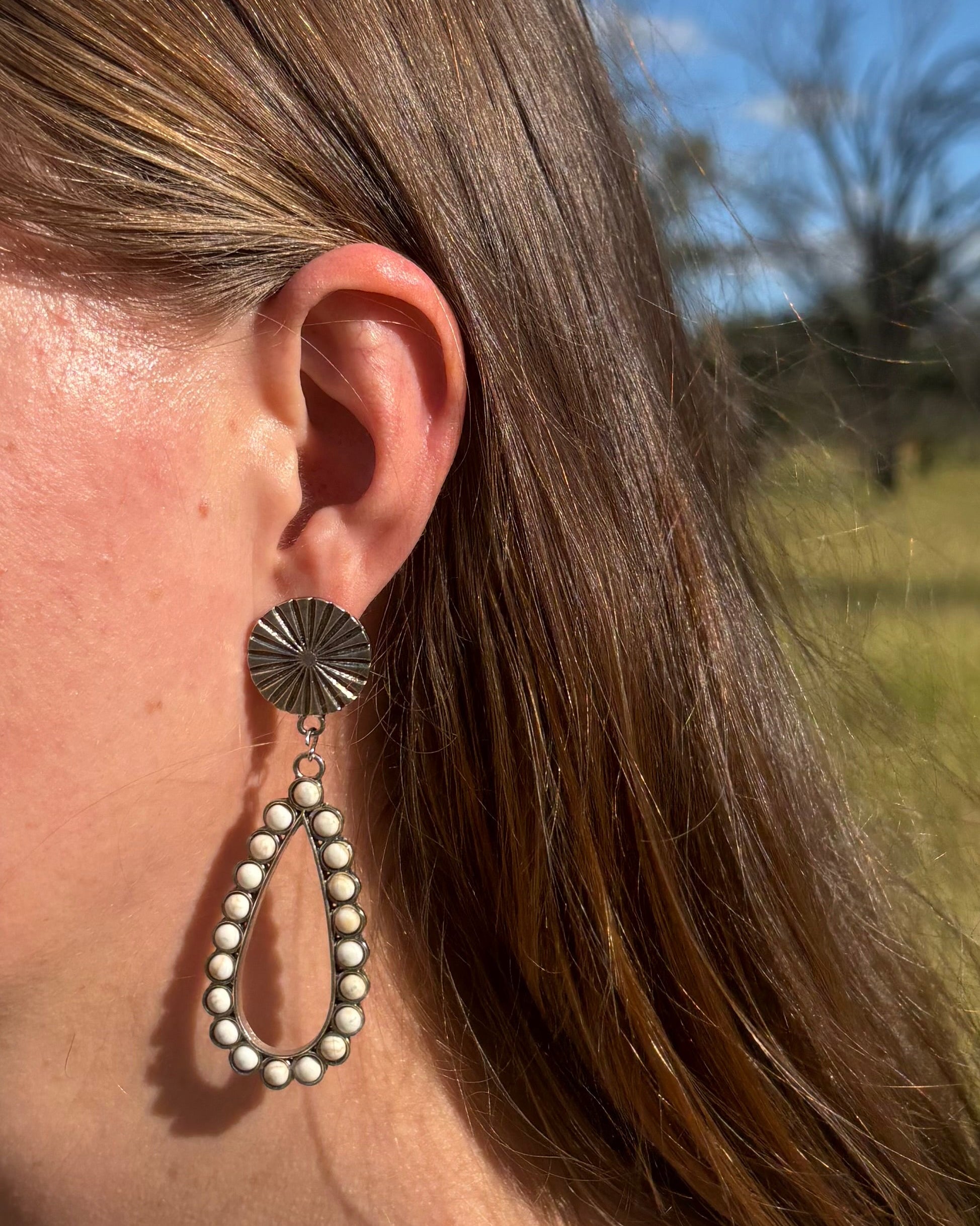 White Buffalo Earrings - Teardrop