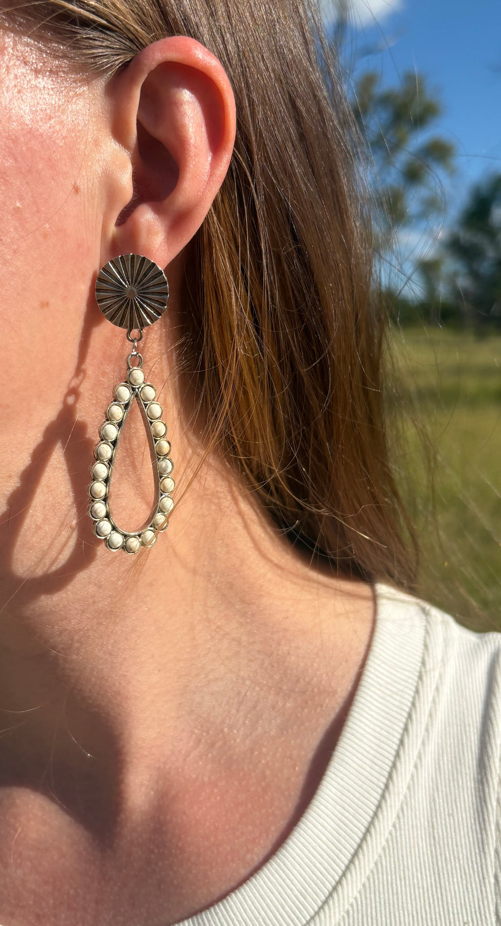 White Buffalo Earrings - Teardrop