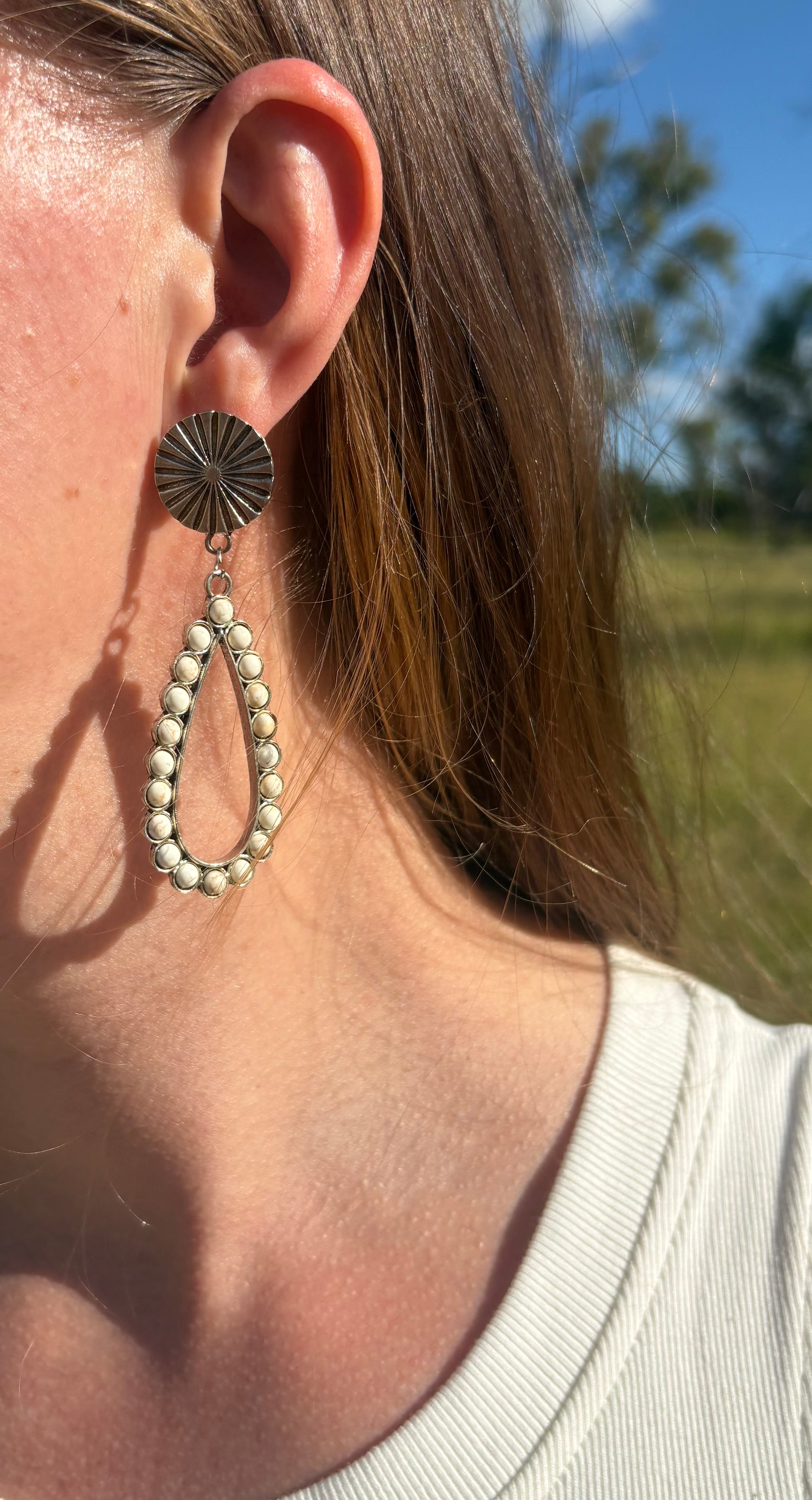 White Buffalo Earrings - Teardrop