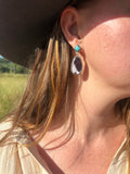 Turquoise Drop Earrings with Faux Hide