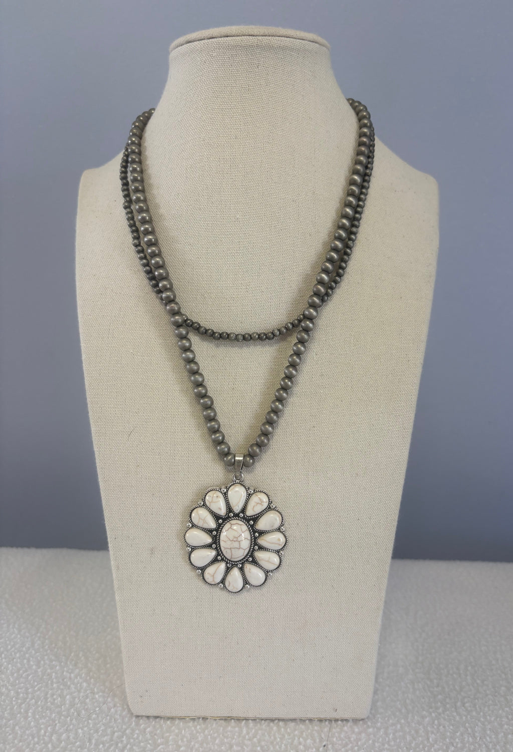 White Buffalo Beaded Necklace