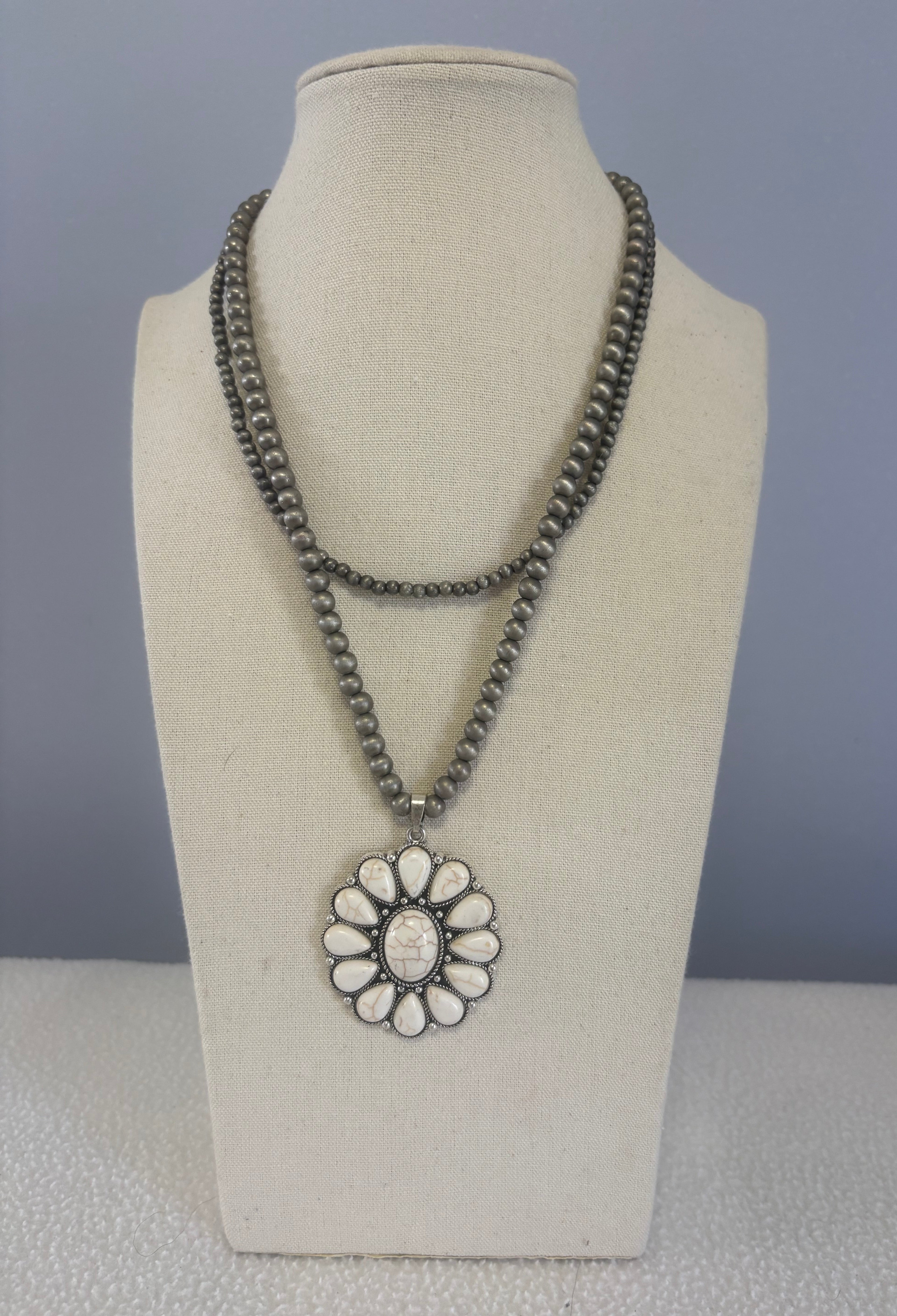White Buffalo Beaded Necklace