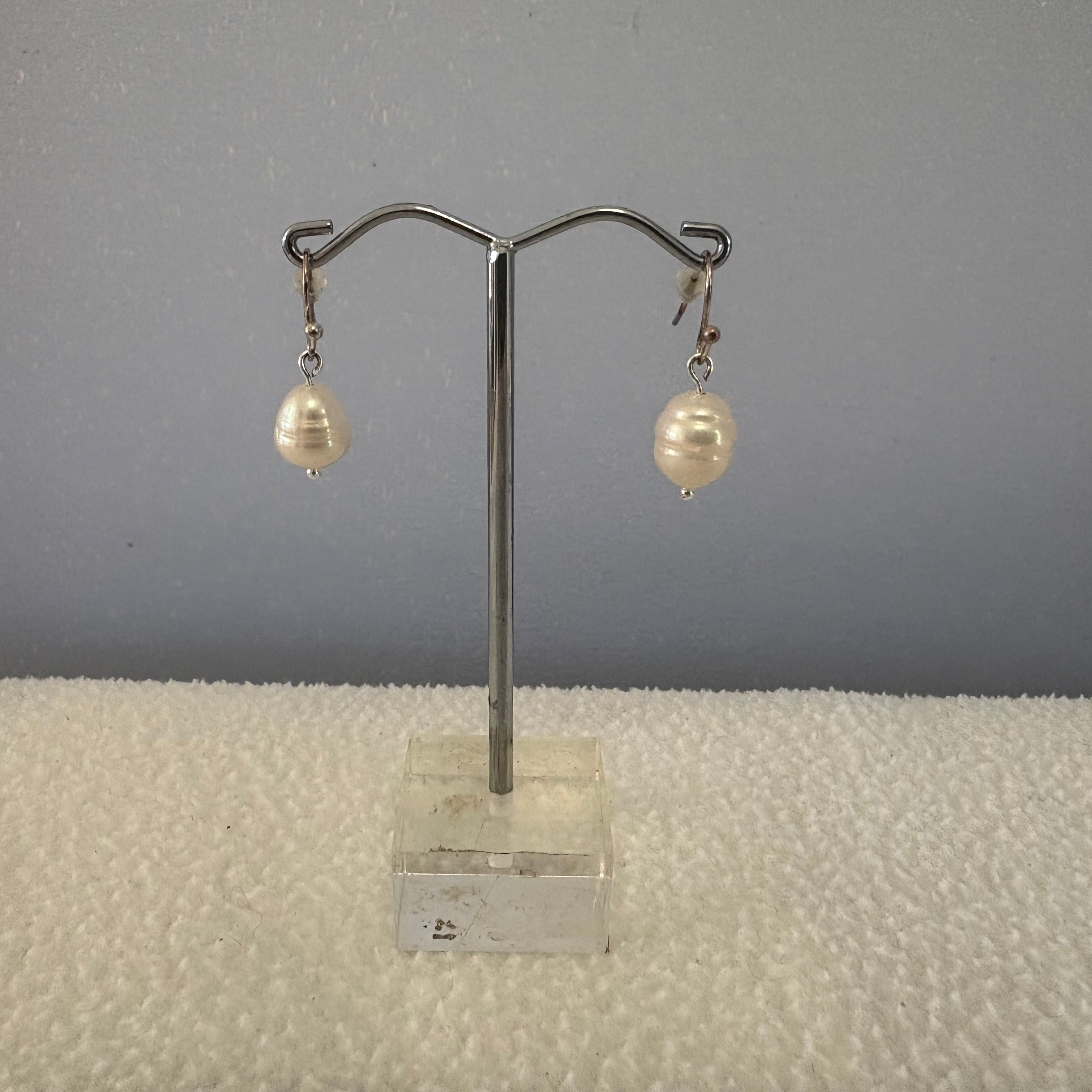 Silver Pearl Hook Earrings