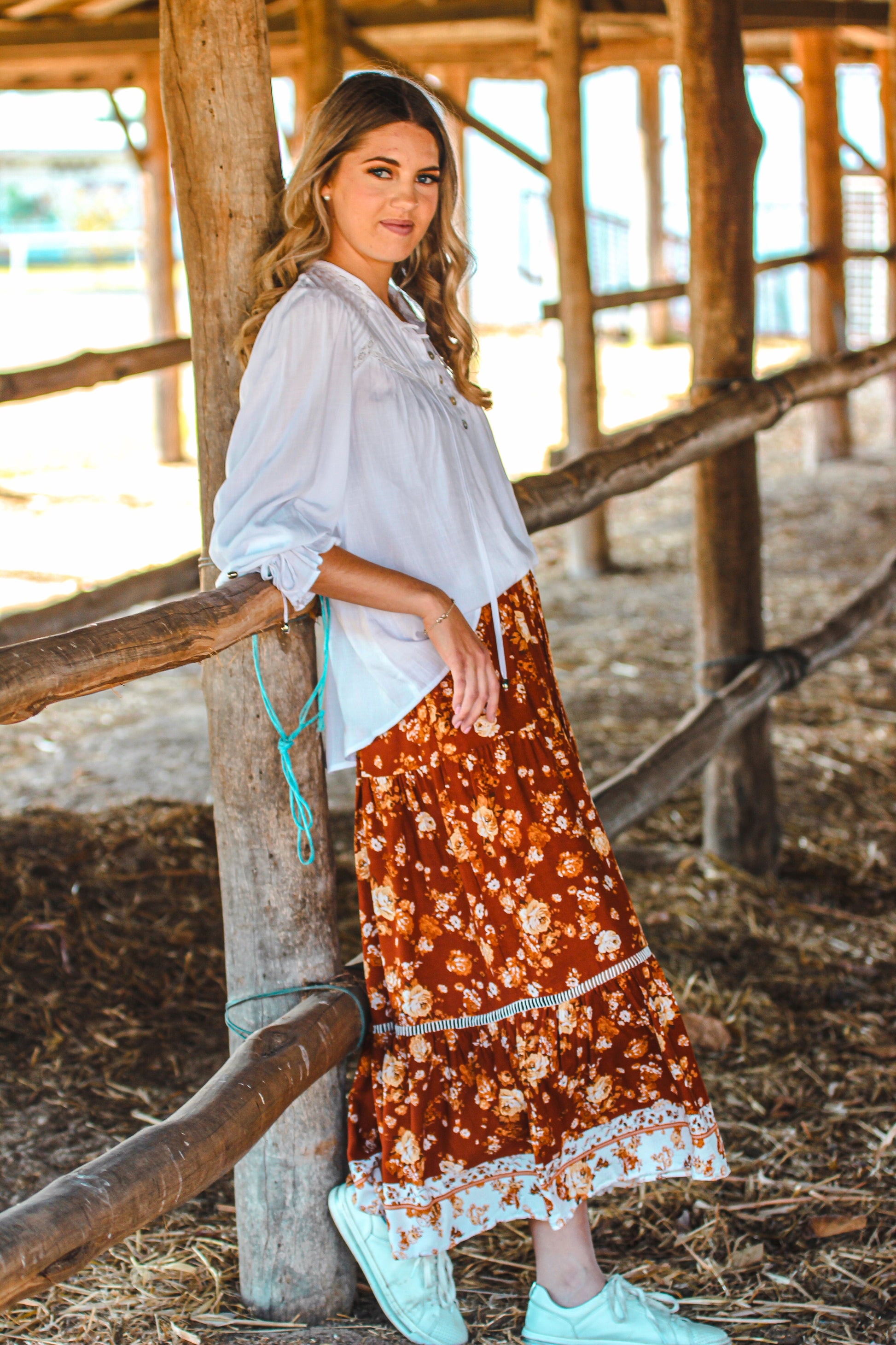 Bohemian Floral Maxi Skirt – Sun Compass Australia - Main Image