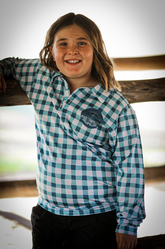 Teal Gingham Sun Shirts