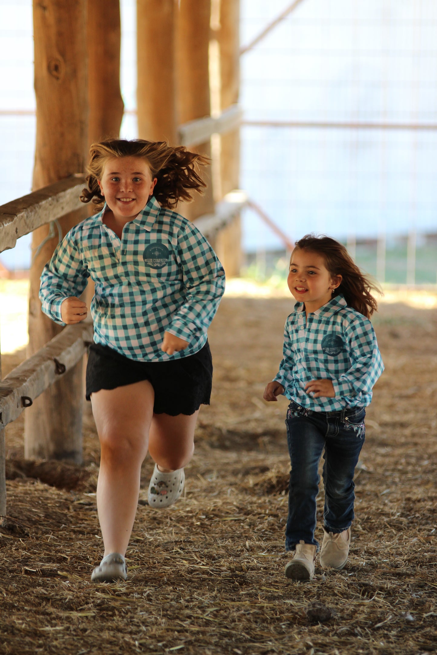 Teal Gingham Sun Shirts