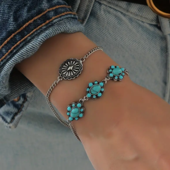 Turquoise Concho Bracelet Set